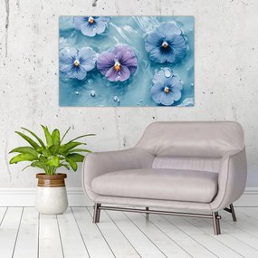 Obraz - Fialky vo vode (90x60 cm)