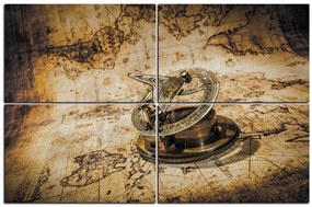 Obraz na plátne - Kompas na mape antického sveta 1999FD (120x80 cm)