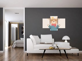 Obraz - Béžový medvedík s korunkou (90x60 cm)