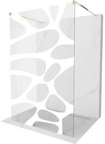 Mexen Kioto voľne stojaca sprchová stena 100 x 200 cm, transparentnéné/biely vzor 8 mm, zlatá - 800-100-002-50-97