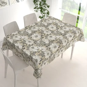Biante Dekoračný obdĺžnikový obrus PML-089 Biele kvety na béžovom 100x140 cm