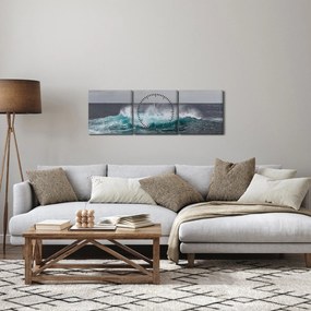 Obraz - Vlny v oceáne (s hodinami) (90x30 cm)
