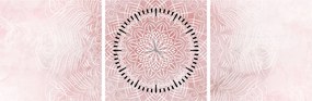 Obraz - Ružová mandala (s hodinami) (90x30 cm)