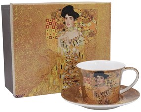 HOME ELEMENTS Porcelánový hrnček 250 ml, s podšálkou, Klimt, Adele
