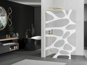 Mexen Kioto L, sprchová zástena Walk-In 100 x 200 cm, 8mm číre sklo biely vzor, zlatý lesklý profil,800-100-103-50-97