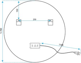 Rea Rea, LED okrúhle zrkadlo v zlatom ráme 70cm, zlatá matná, HOM-02502