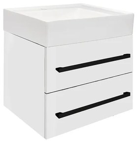 Kúpeľňová skrinka s umývadlom a čiernou úchytkou SAT Cube Way 60x53x46 cm biela lesk CUBE46C602BISATCW, 1 ks