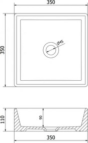 Mexen Goya, umývadlo na dosku 35 x 35 cm, biela, 22183500