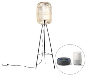 Inteligentná rustikálna stojaca lampa ratan vrátane WiFi A60 - Manila