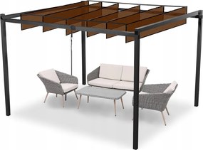 Garden Line ZÁHRADNÁ PERGOLA S POHYBLIVÝMI POLYKARBONÁTOVÝMI LAMELAMI 3 x 3 M HNEDÁ *4016