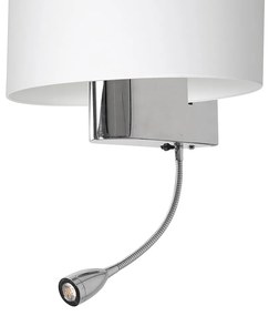 Nástenné svietidlo Casino, biele textilné tienidlo + 1xLED 1w, ch