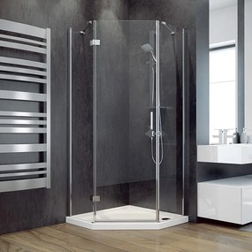 Besco Päťuholníkový sprchovací kút VIVA PE 90x90, výška 195 cm - bez vaničky BESCO-Rozmery: 90x90, BESCO-Orientácia: Pravá