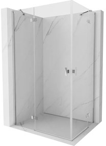 Mexen Mist-H Duo, 2-krídlový výklopný sprchový kút 120 x 110 cm, číre sklo, chrómový profil, 8A5-120L-110P-01-00