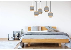 Závesné svietidlo Boho Spider, 5x jutové/sivé textilné tienidlo