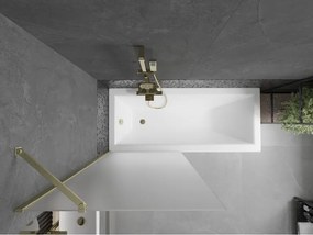 Mexen Next, 1-krídlová vaňová zástena 80 x 150 cm, 6mm sklo námraza, zlatá matná, 895-080-000-00-30-55