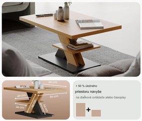 InternetovaZahrada Konferenčný stolík Detroit 90x60x45cm - drevo/sivý