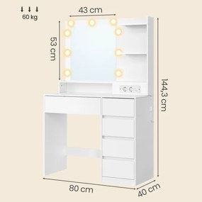 Toaletný stolík s LED zrkadlom RDT241WB01
