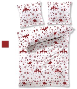 Obliečky flanelové vianočné Christmas time červené 200x140cm+90x70cm TiaHome