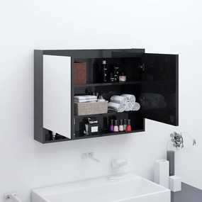 Kúpeľňová zrkadlová skrinka 80x15x60 cm MDF lesklá čierna