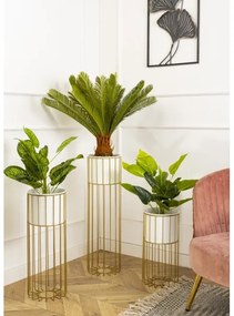 Kovový kvetináč LOFT 55x20 cm zlatá/biela