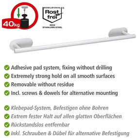 Biely samodržiaci držiak na uteráky z nehrdzavejúcej ocele Orea Uno – Wenko