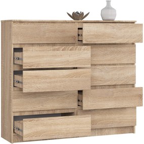 Komoda Kuba 140 cm 10 zásuviek dub sonoma