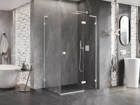 Mexen Lunar L, 1-krídlový sprchový kút, pravý, 100 x 80 cm, 8mm číre sklo, biely profil, 834L-100-080-20-00-P