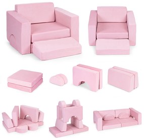 DIY Modulárne detské kreslo 8 mäkkých vankúšov skladacie - ECOTOYS rose