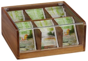 Drevená krabička na čaj so 6 priehradkami RD27602