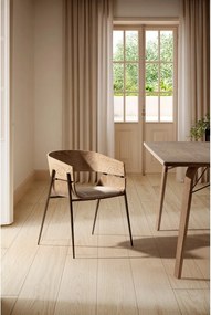 Čalúnené jedálenské kreslá v súprave s podrúčkami 2 ks v prírodnej farbe Naia – MOME