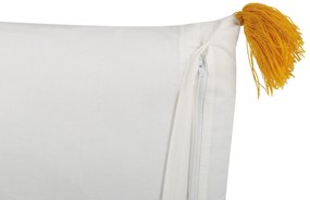 Bavlnený vankúš 45 x 45 cm žltý/biely BILOBA Beliani