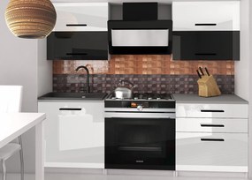 Kuchynská linka Belini 120 cm biely lesk / dub sonoma  s pracovnou doskou Eleganta2  INF ELEGANTA2/2/WT/WBW/0/B1
