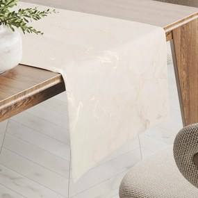 Biante Zamatový behúň na stôl Isabela IBL-017 Zlatý/dymový mramor na smotanovom 45x120 cm