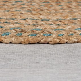 Flair Rugs koberce Kusový koberec Capri Jute Natural/Blue kruh - 133x133 (priemer) kruh cm