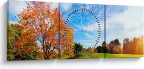 Obraz - Jesenná krajina (s hodinami) (90x30 cm)