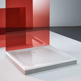 BETTE Ultra štvorcová sprchová vanička z glazovanej titánovej ocele, 1000 x 1000 x 25 mm, biela, nosič vaničky, 5940-000T
