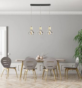 Candellux Čierno-zlatý závesný luster Gregory pre žiarovku 3x E14 33-79008