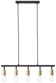 Brilliant - Závesné svietidlo na lankách TIFFANY 5xE27/28W/230V čierna/mosadz