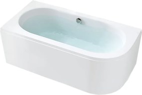 BPS-koupelny Akrylátová asymetrická vaňa s krycím panelom EBI 160L 160x75 cm ĽAVÁ, biela/chróm