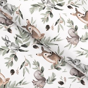 Biante Detský vankúš valec bonbon Sandra SA-455 Srnčekovia zajačikovia a veveričky na bielom 15x100 cm