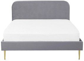 Zamatová posteľ 180 x 200 cm sivá FLAYAT Beliani