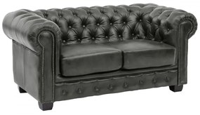 furniture-nabytek.cz - Dvojmiestna pohovka Chesterfield z pravej kože, zelená – 155×90×72 cm