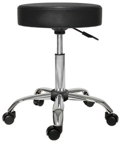 Kozmetická taburetka na kolieskach, výškovo nastaviteľná- Čierna