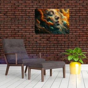 Sklenený obraz - Tvár vo vesmíre (70x50 cm)
