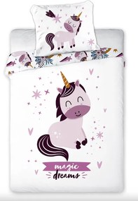 Obliečky Jednorožec Bavlna Hladká 40x60 135x100 cm