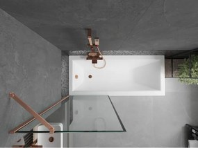 Mexen Next, 1-krídlová vaňová zástena 70 x 150 cm, 6mm číre sklo - čierny vzor, medená matná, 895-070-000-00-70-65