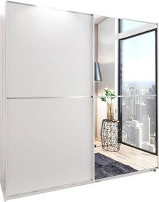 Šatníková skriňa so zrkadlom Baden, 179 cm, biela