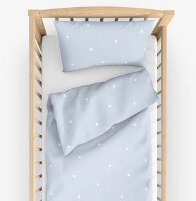 Goldea detské bavlnené obliečky do postieľky - bodky na nebesky modrom 90 x 120 a 40 x 60 cm