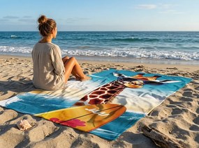Rýchloschnúca XXL plážová osuška GIRAFO farebná 150 x 210 cm, 100% mikrovlákno