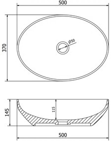 Mexen Cornelia, umývadlo na dosku 50 x 36 cm, šedo-modrá matná, 21885069